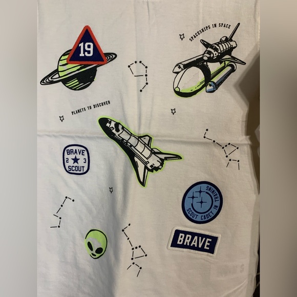 Kids Carter’s White Spaceship Graphic T Shirt - Picture 1 of 11